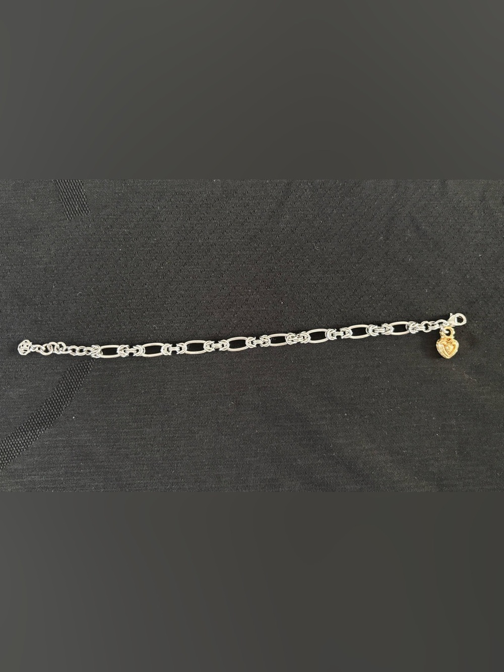Sterling Silver Link Bracelet with Gold Heart Charm by John Mederious